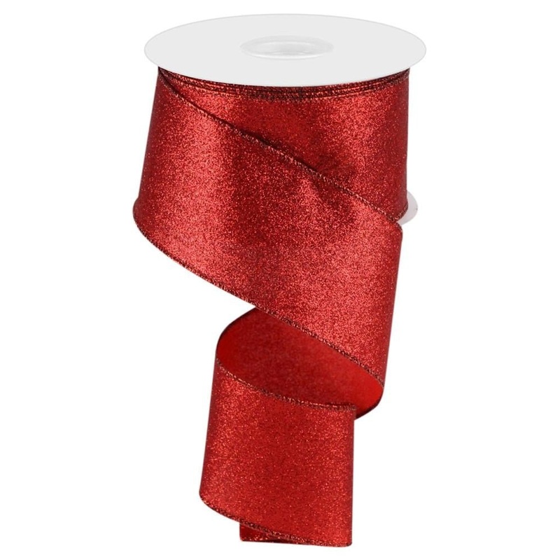 2.5" Shimmer Glitter Ribbon: Red - 10yds