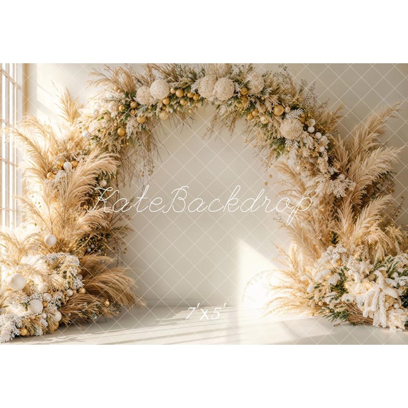 Kate Christmas Boho Flower Arch Backdrop Designed by Emetselch Microfiber (Printed) 7x5ft - small kids sitting / cake smash