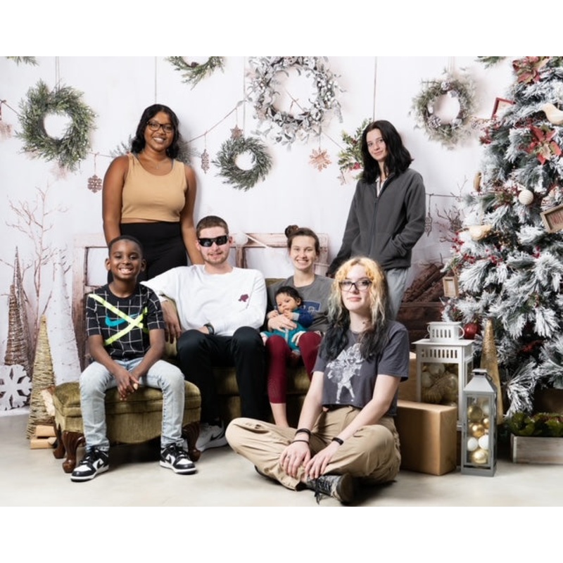 Kate Winter Christmas Wreath Backdrop Designed by Mandy Ringe Photography 7x5ft - small kids sitting / cake smash Microfiber (Printed)