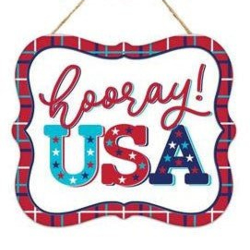 7" Hooray USA Sign