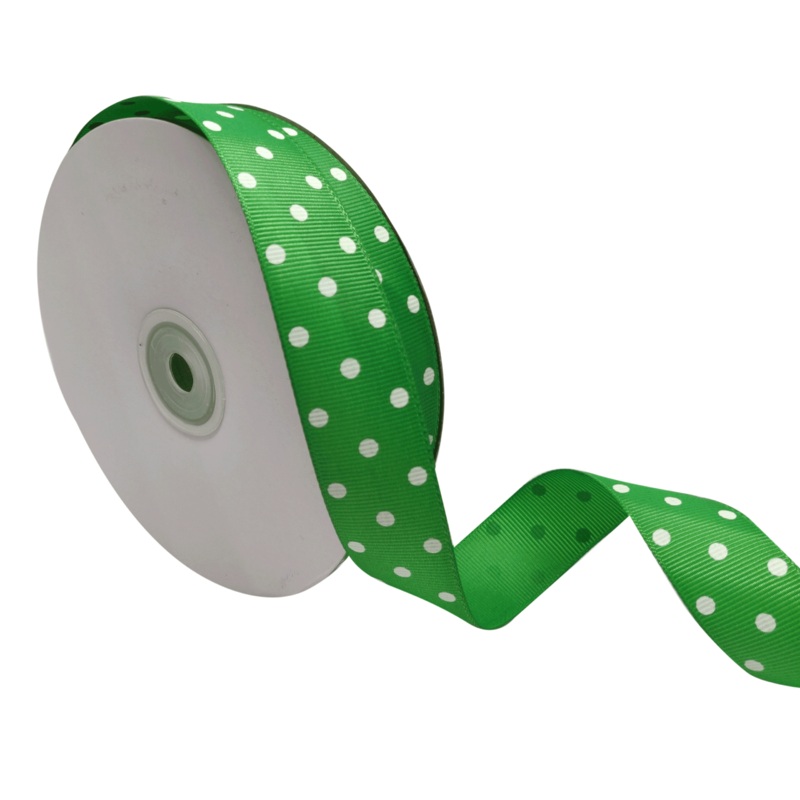ARIA DOTS | GREEN WITH WHITE | 25MM | 45MTR
