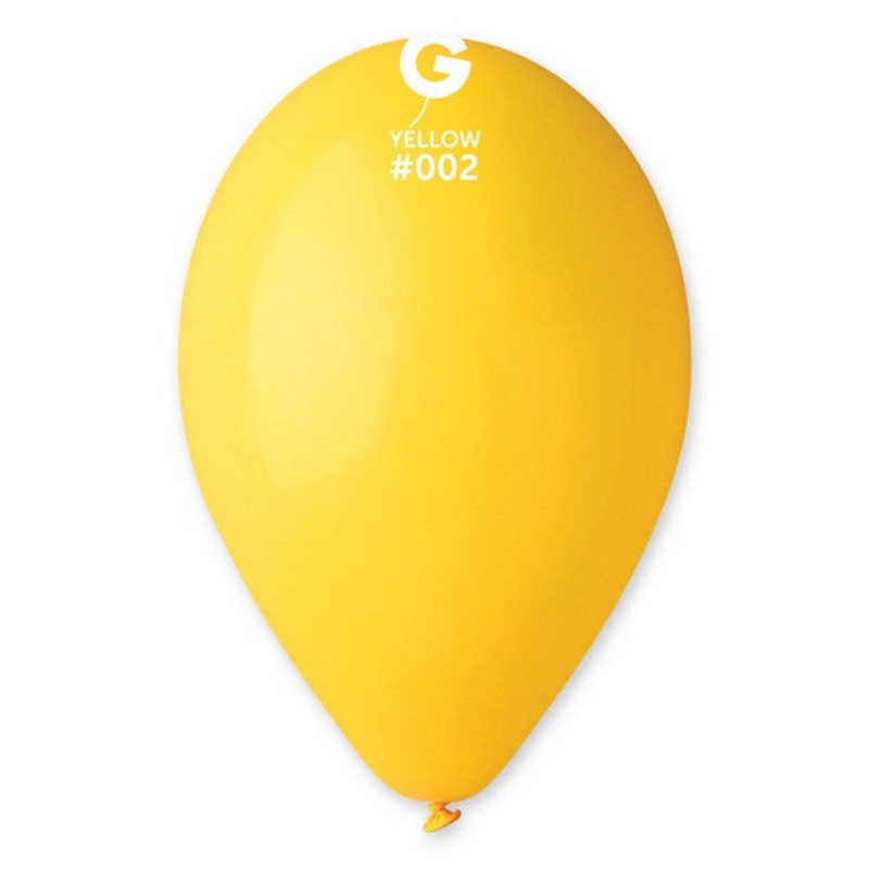 11" Gemar Yellow Inflated with Helium and Ribbon