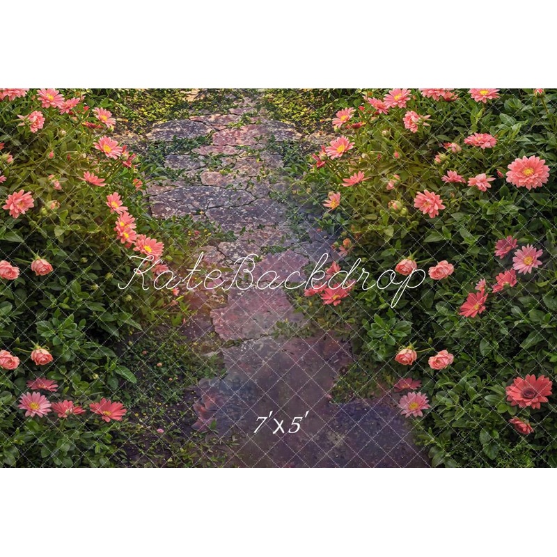 Kate Alentine's Day Pink Rose Stone Floor Backdrop Designed by Kate Image 7x5ft(2.2x1.5m) Microfiber (Printed)