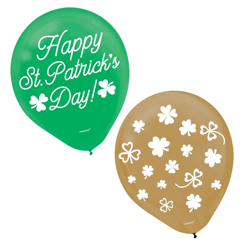 St Patrick's Day Printed Latex Balloons 12 Latex Balloons (15 count)