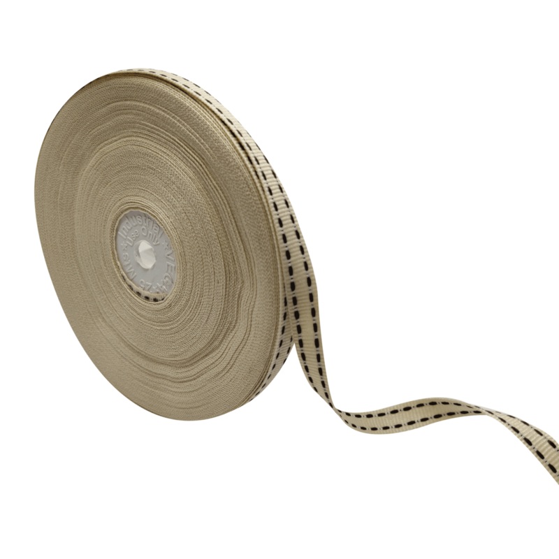 ALLURA STITCHED | CREAM WITH BLACK | 10MM | 25MTR