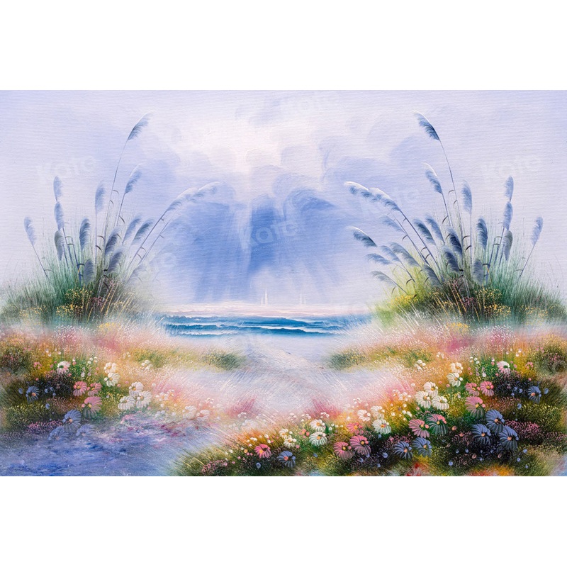 Kate Autumn Fine Art Floral Lake Backdrop for Photography 7x5ft - small kids sitting / cake smash Microfiber (Printed)