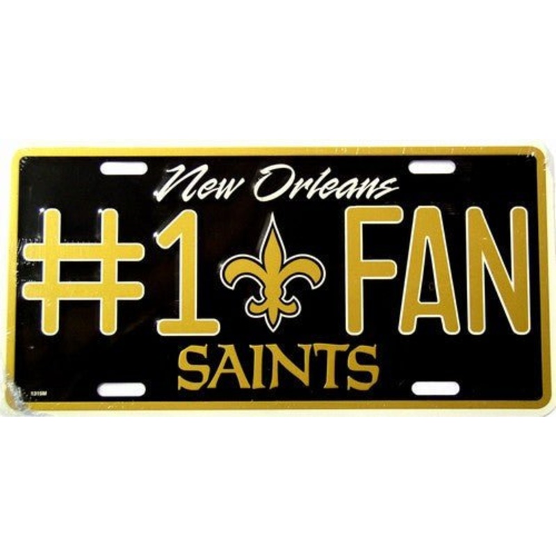 New Orleans Saints #1 Fan NFL Embossed Metal License Plate