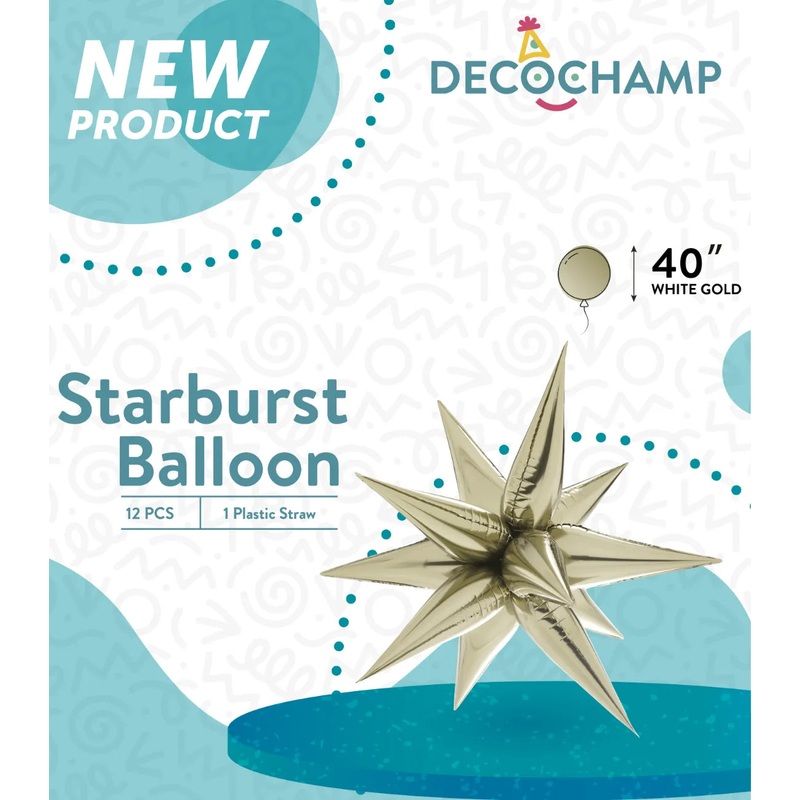 Starburst Foil Balloons White Gold 40