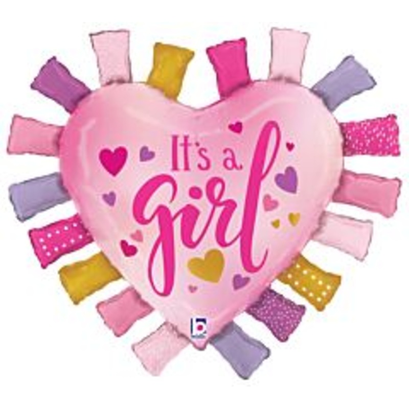 #181 It's a Girl Taggie Heart 33in Supershape