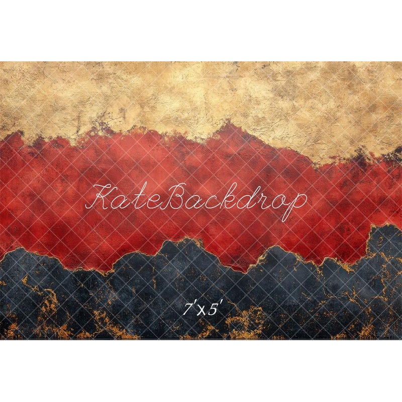 Kate Abstract Texture Gradient Gold Red Backdrop Designed by Mini MakeBelieve Microfiber (Printed) 7x5ft - small kids sitting / cake smash