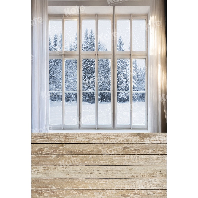 Kate Winter Snow Indoor Window Backdrop Designed by Chain Photography 5x7ft(1.5x2.2m) Microfiber (Printed)