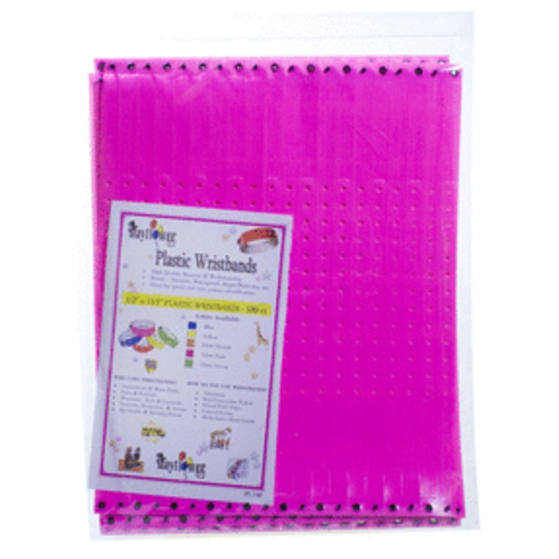 1/2" Plastic Wristband-Glow Pink (100 count)