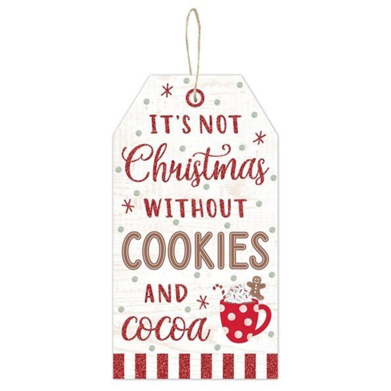 12.5" Cookies and Cocoa Christmas Tag Sign