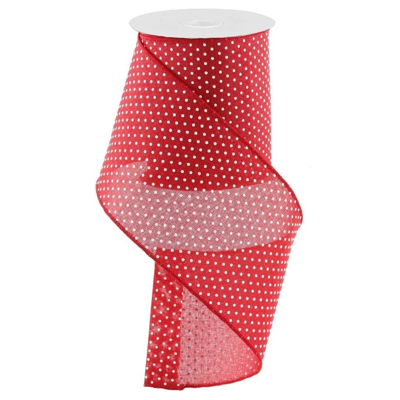 4" Raised Swiss Dot Ribbon: Red/Wht - 10yds