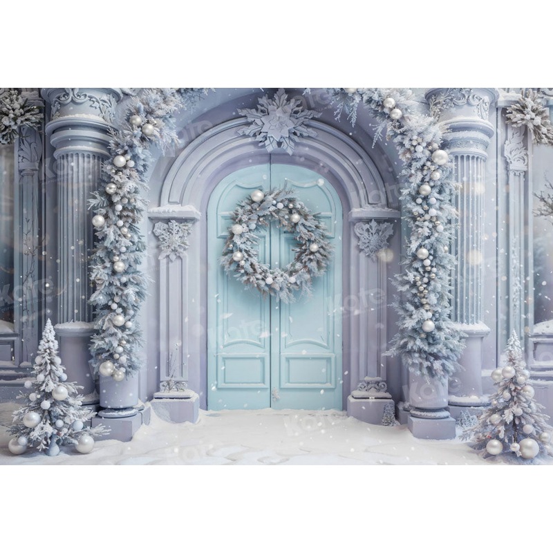 Kate Winter Christmas Door Backdrop Designed by Chain Photography 7x5ft - small kids sitting / cake smash Microfiber (Printed)