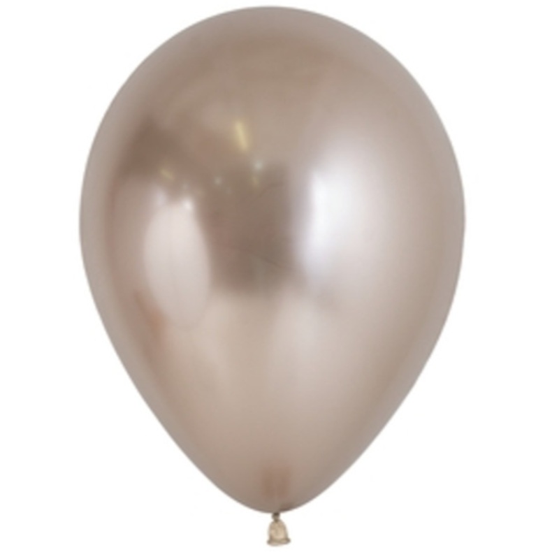 11" Sempertex Reflex Champagne Inflated with Helium and Ribbon