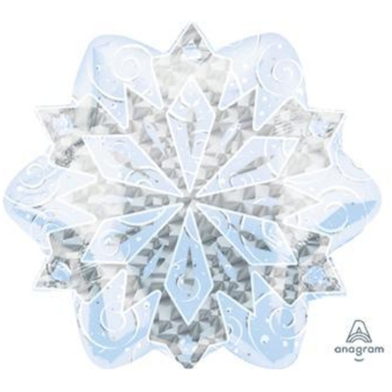 18" Snowflake Inflated with Helium and Ribbon