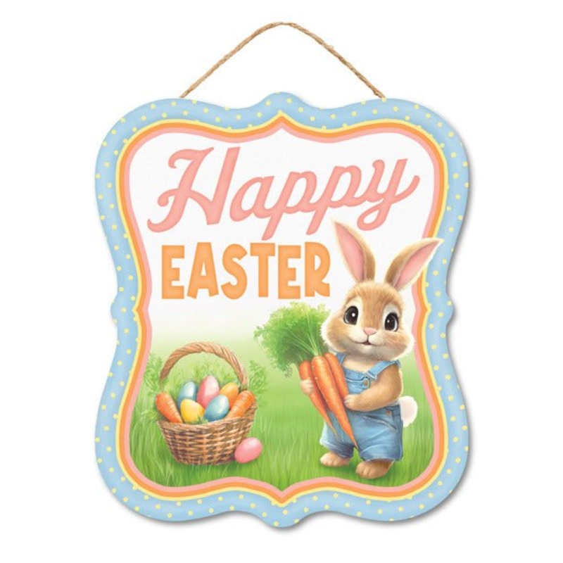 10.5" Happy Easter w/ Bunny Sign