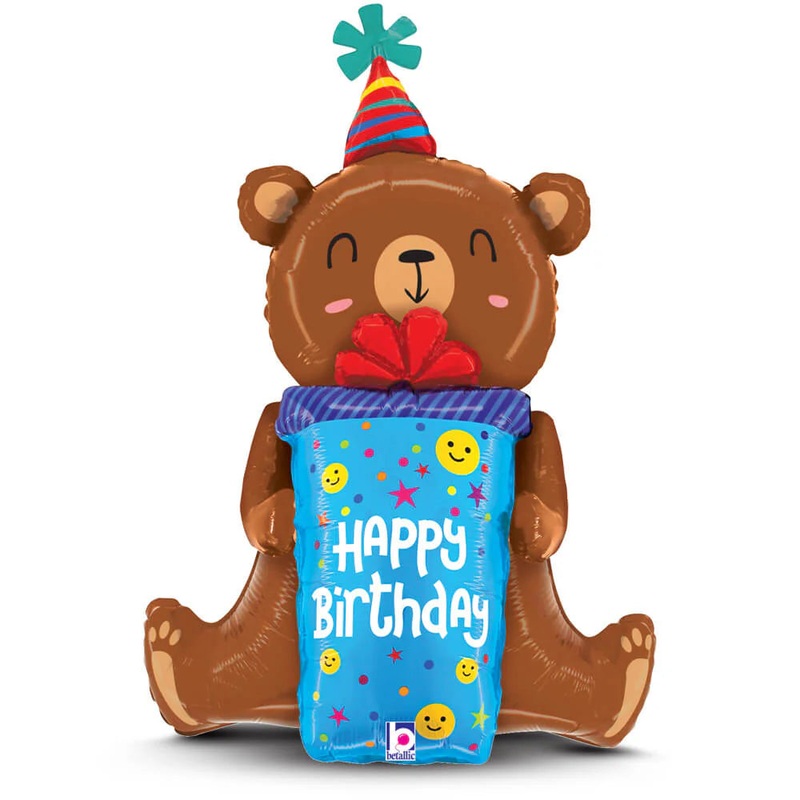 Birthday Smiley Gift Bear Balloon Helium-Filled (local only)