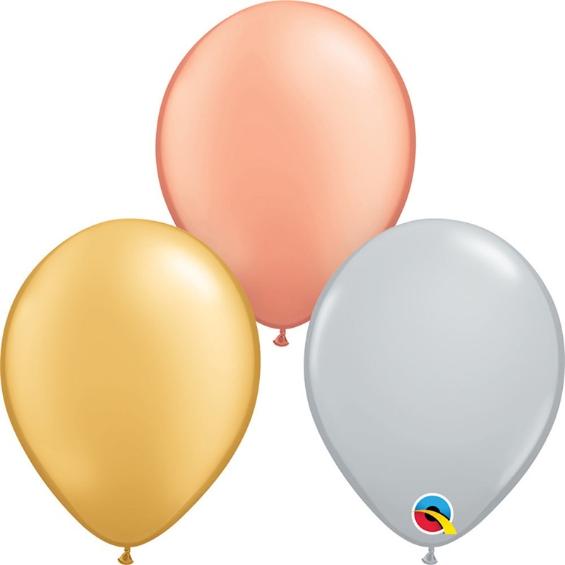 Tri Color Metallic Assortment 5 Latex Balloons (100 count)