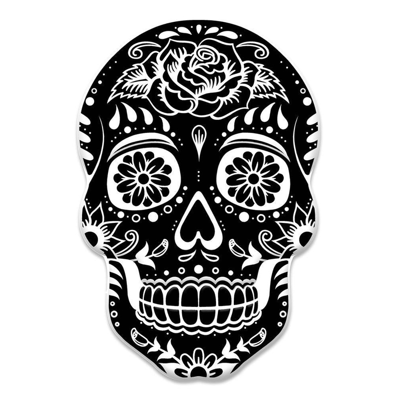 10" Metal Sugar Skull: Black/White