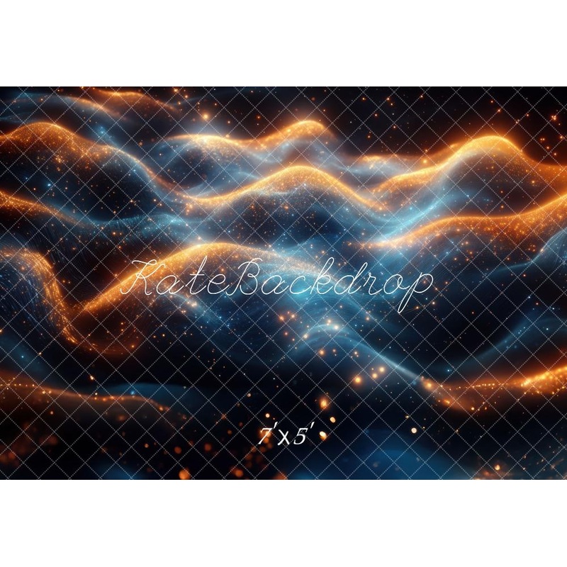 Kate Abstract Universe Orange Blue Waves Backdrop Designed by Mini MakeBelieve Microfiber (Printed) 7x5ft - small kids sitting / cake smash