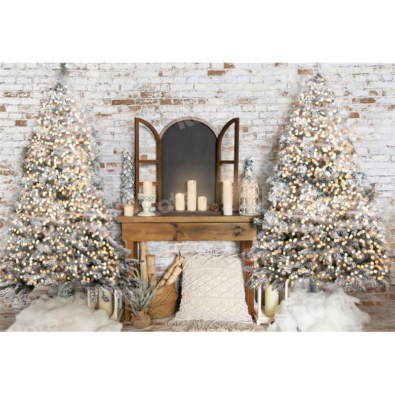 Kate Winter Backdrop Christmas Tree Candle for Photography 5x3ft - newborns and babies Microfiber (Printed)