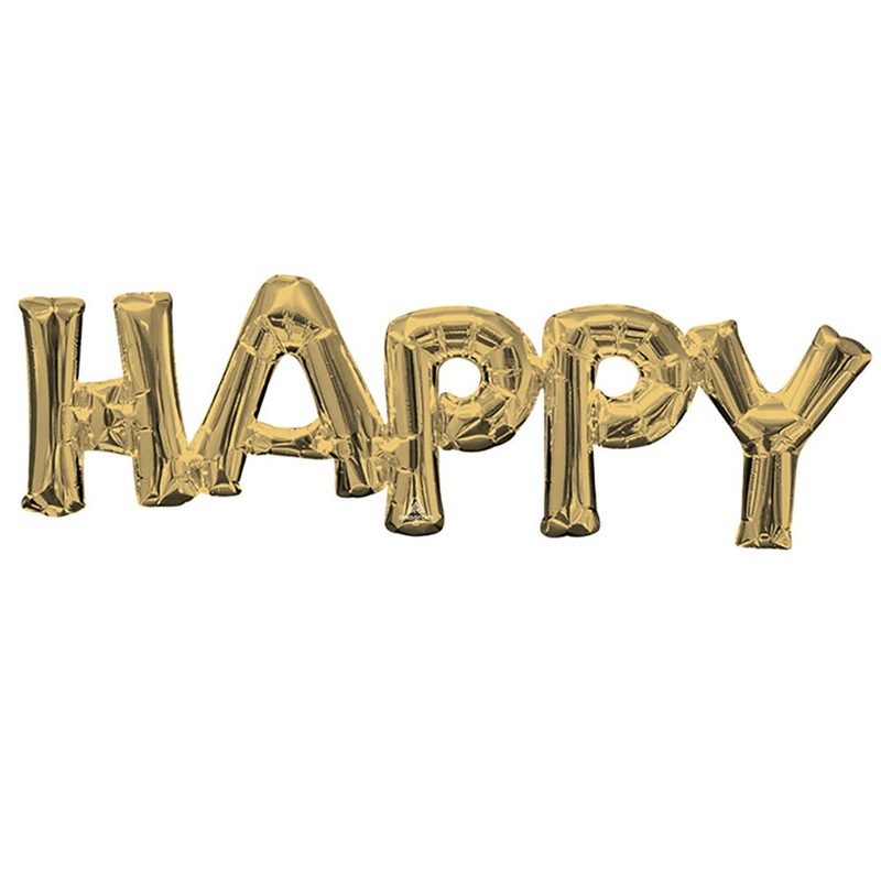 30 Block Phrase "happy" White Gold (air-fill Only)