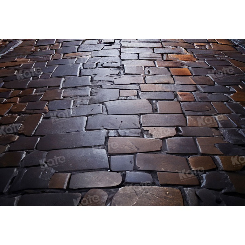 Kate Adventure Black Stone Road Floor Backdrop Designed by Kate Image 7x5ft(2.2x1.5m) Microfiber (Printed)