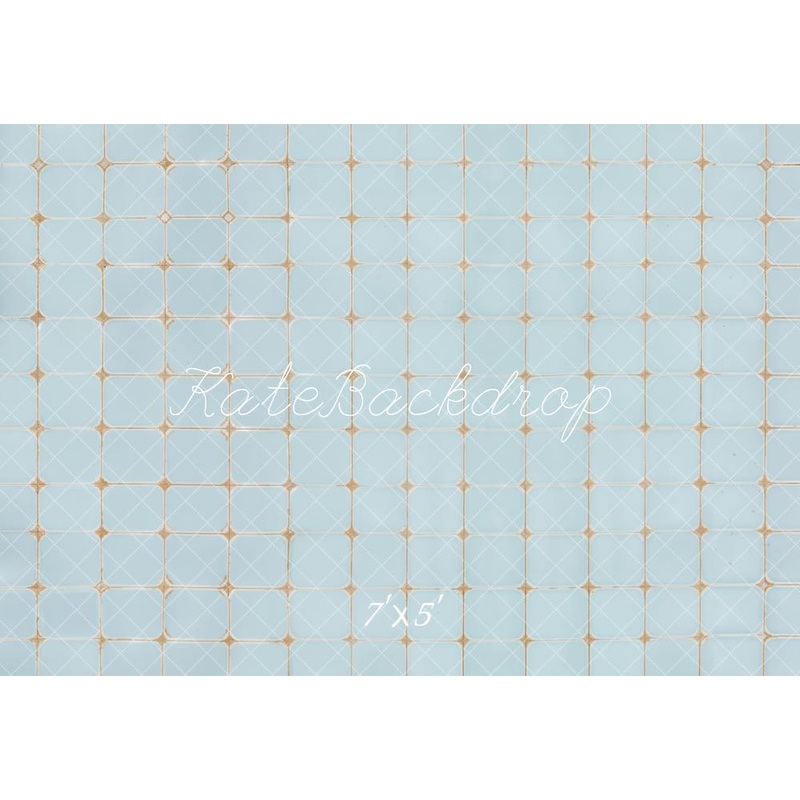 Kate Vintage Blue Tile Pattern Floor Backdrop Designed by Emetselch Microfiber (Printed) 7x5ft(2.2x1.5m)