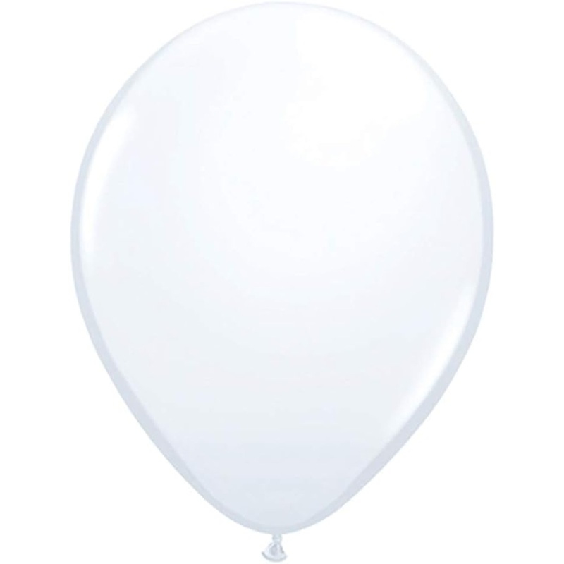 11" Qualatex White Inflated with Helium and Ribbon