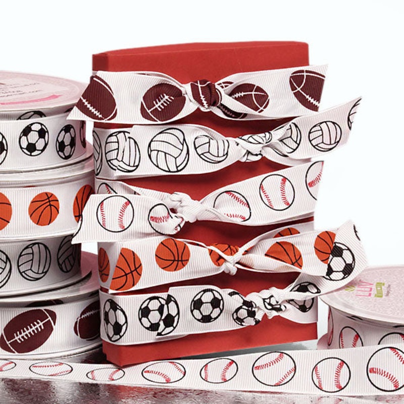 7/8" Offray Sports Printed Grosgrain Ribbon | 1 Spool 25 Yards Basketball