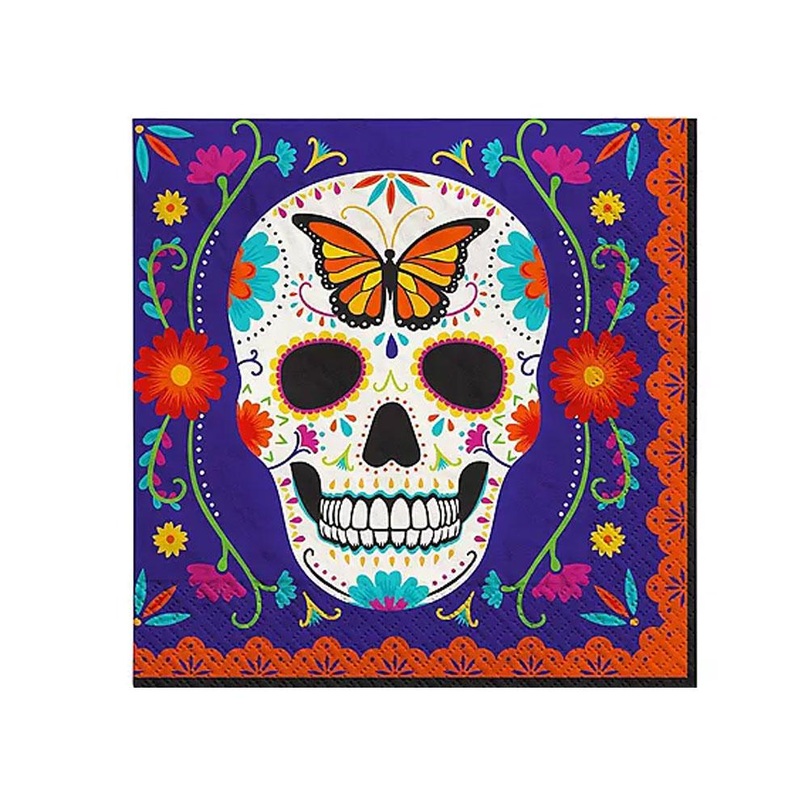 Dia de los Muertos Sugar Skull Paper Lunch Napkins, 6.5in | 40ct