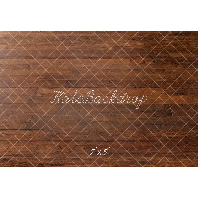 Kate Brown Wood Plank Floor Backdrop Designed by Kate Image Microfiber (Printed) 7x5ft - small kids sitting / cake smash