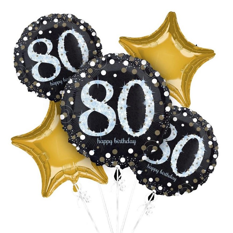 Sparkling 80 Balloon Bouquet | 5 pcs