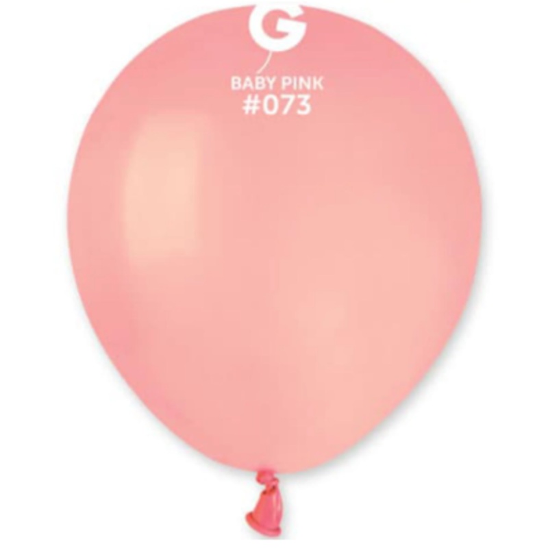 11" Gemar Baby Pink Inflated with Helium and Ribbon