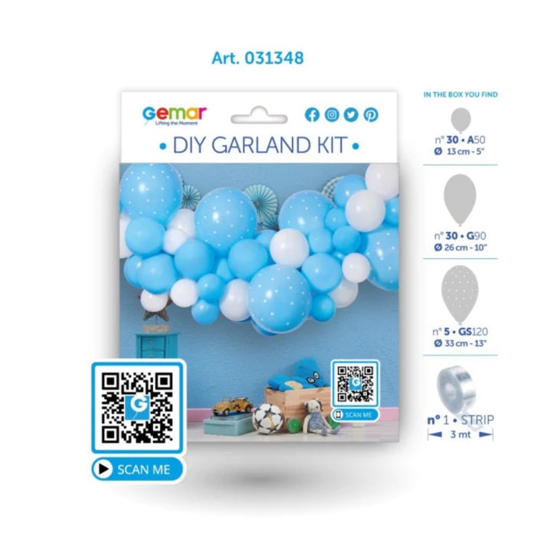 DIY Garland Kit Baby Blue 031348 Baby Blue and White Balloons