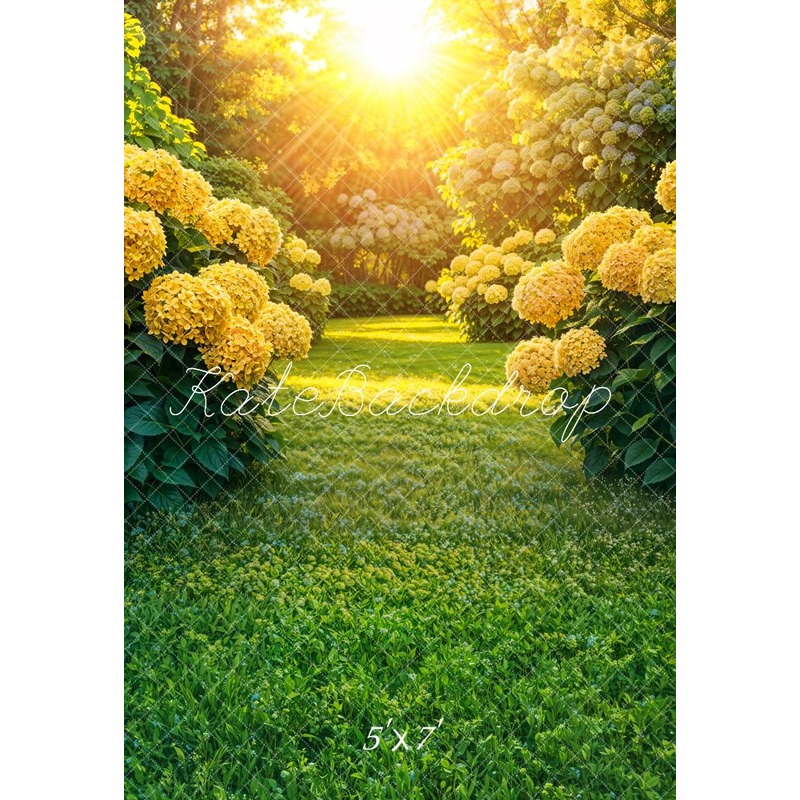 Kate Spring Sunny Garden Yellow Flowers Backdrop Designed by Emetselch Microfiber (Printed) 5x7ft(1.5x2.2m)