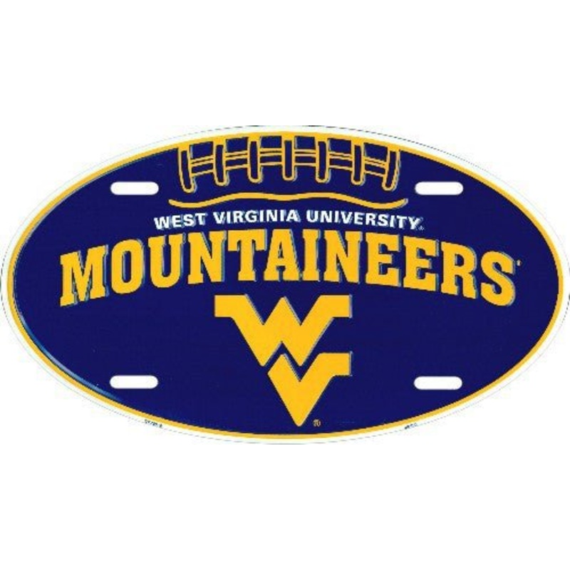 West Virginia University Mountaineers Embossed Metal Oval License Plate