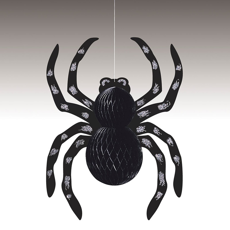 14 Glitter Spider Hanging Decoration