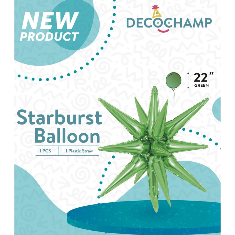Starburst Foil Balloons Green 22