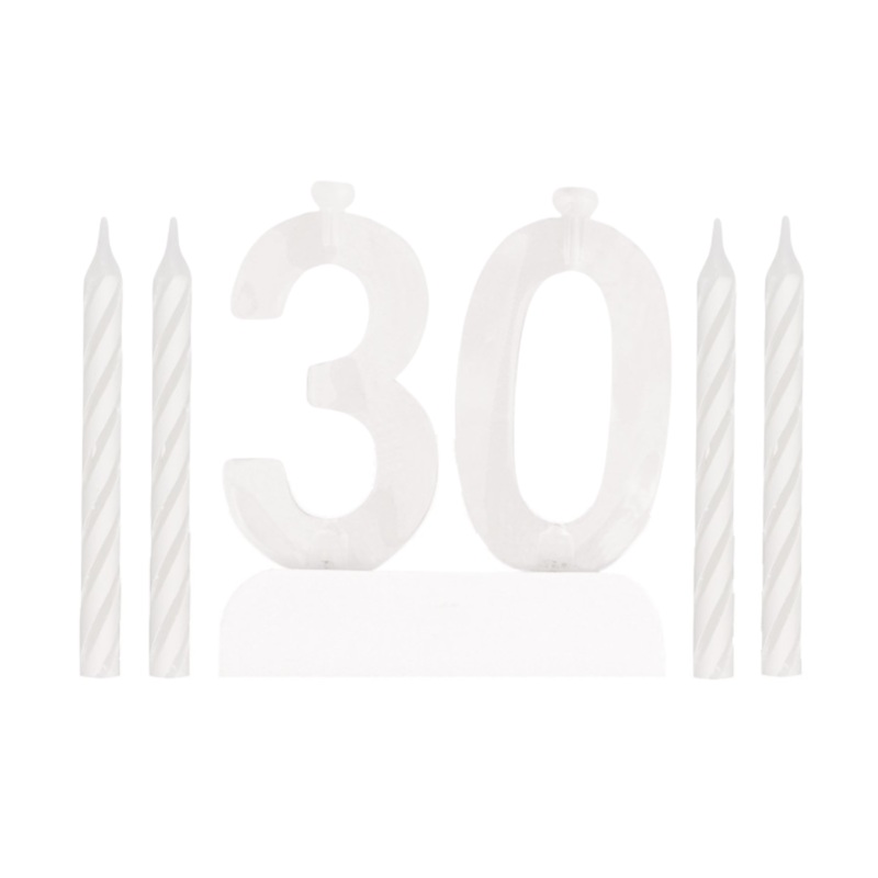 Number 30 Flashing Holder with Birthday Candles