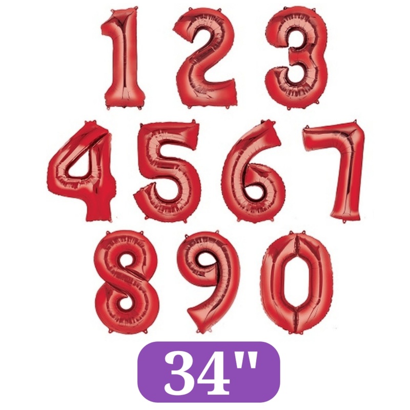 Red Jumbo Number Balloons 34" 1