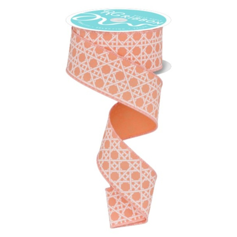 1.5" Basket Weave Ribbon: Peach - 10yds