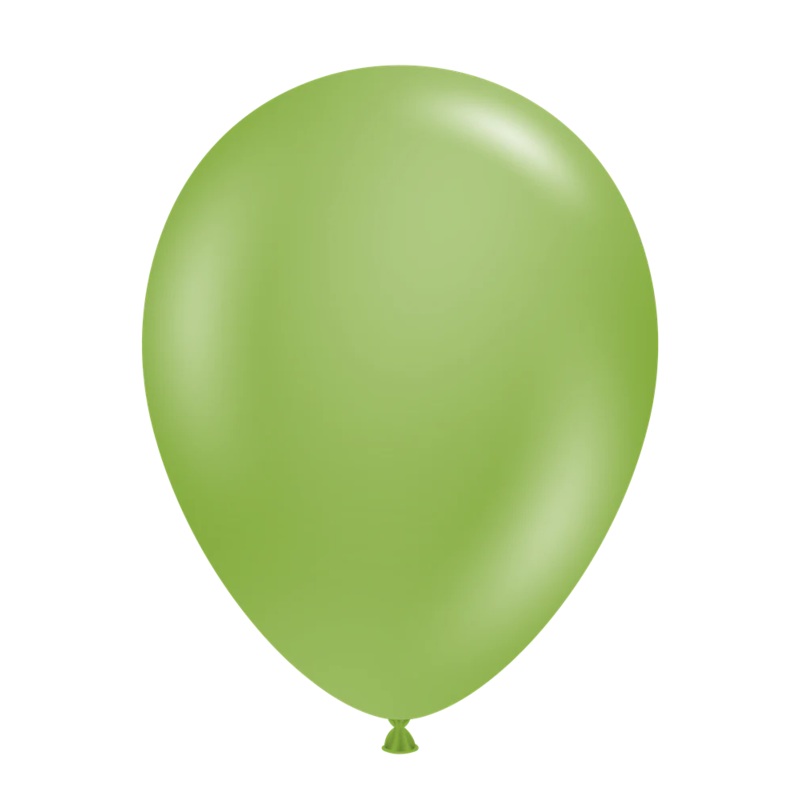 11" Tuftex Fiona Green Inflated with Helium and Ribbon