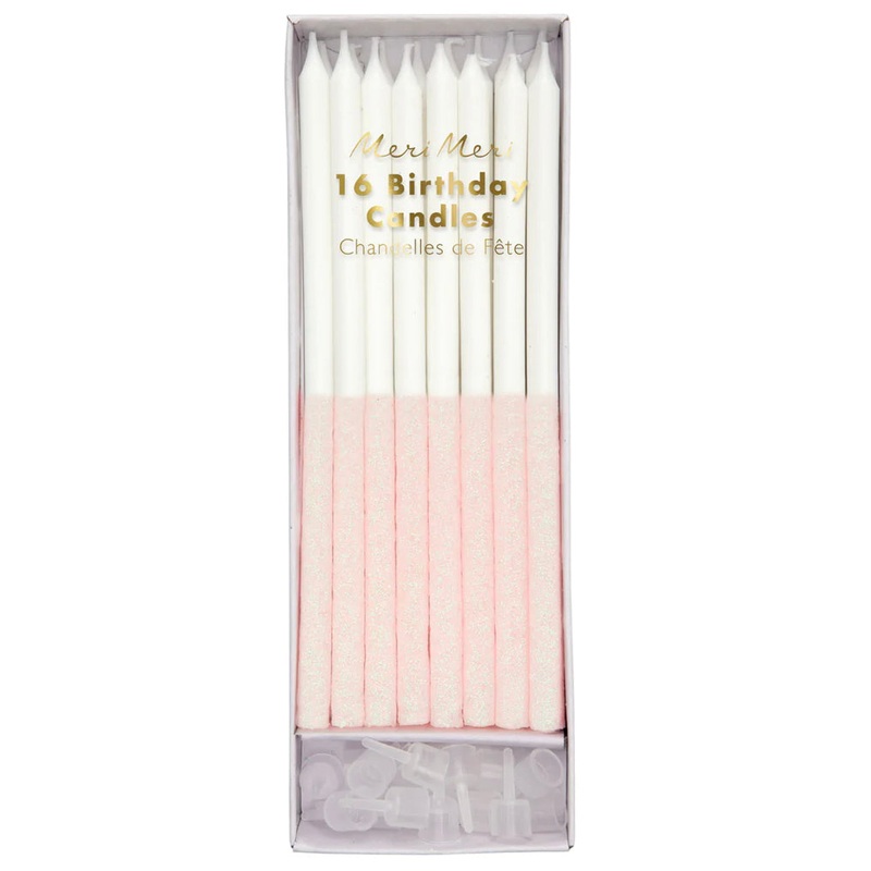 Pale Pink Glitter Dipped Candles