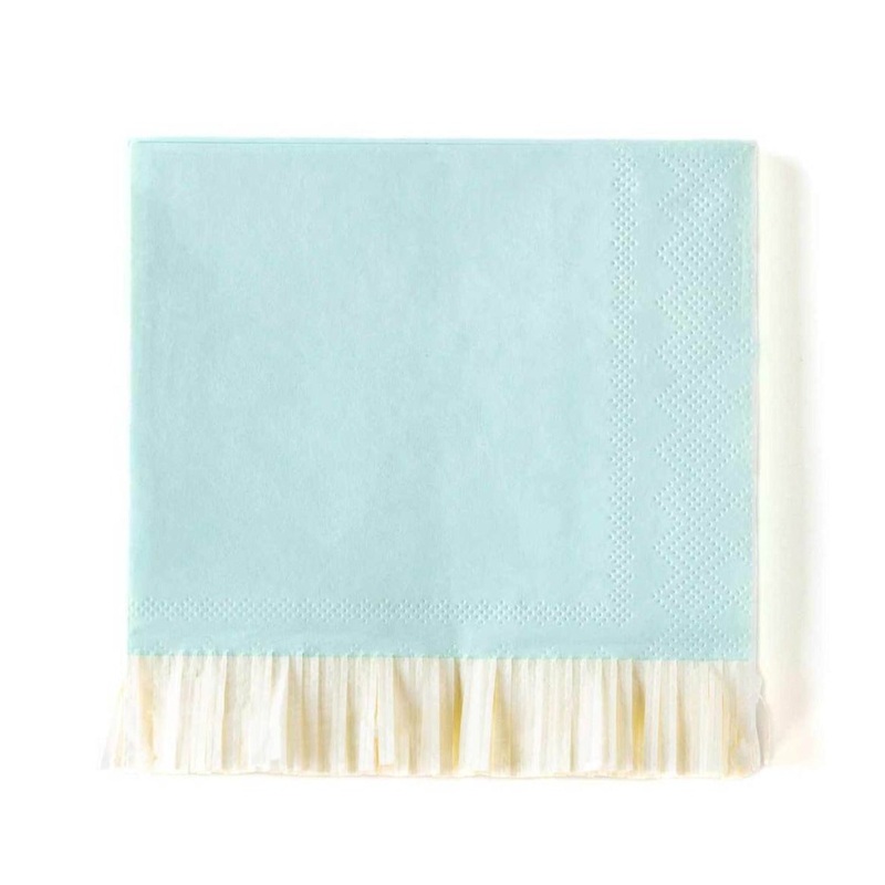 Baby Blue Fringed Cocktail Napkins