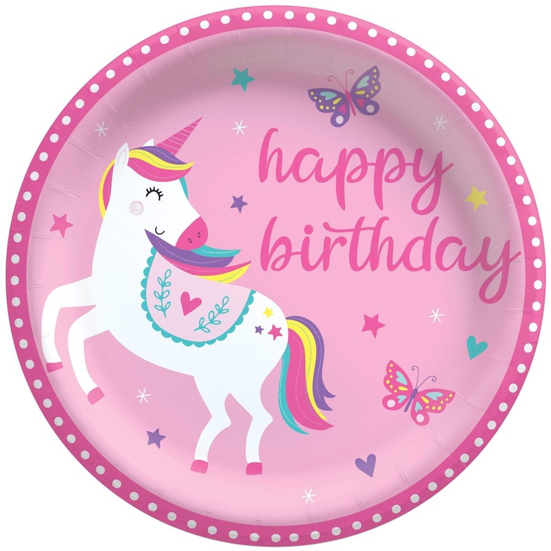 Unicorn Happy Birthday Paper Plates 9 (8 count)