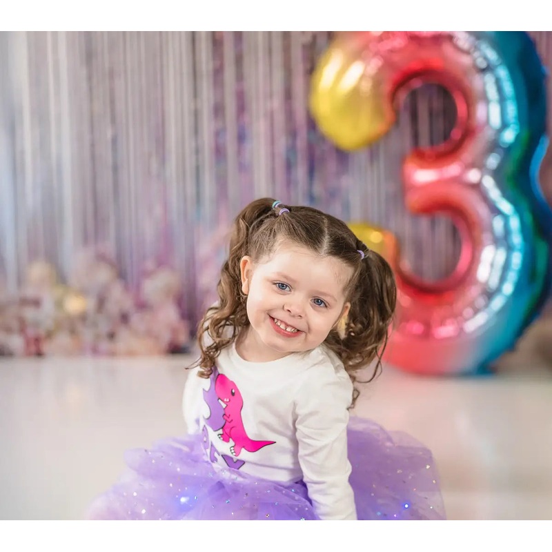 Kate Birthday Pastel Balloon Arch Shimmer Backdrop Designed by Emetselch Microfiber (Printed) 7x5ft - small kids sitting / cake smash