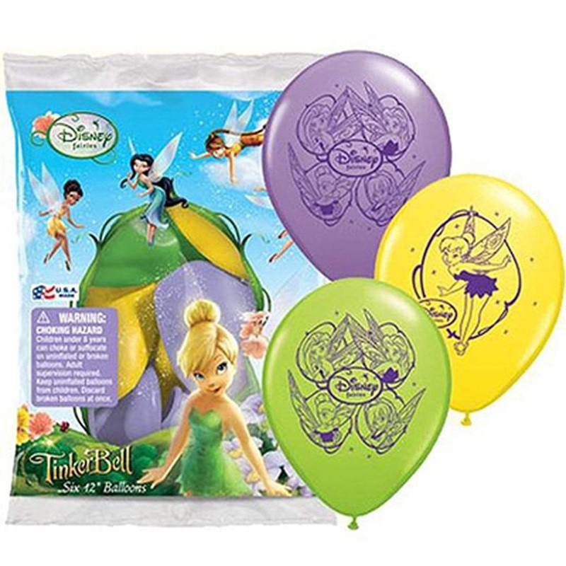 12 Tinkerbell and Fairies Latex Balloons 6 Count